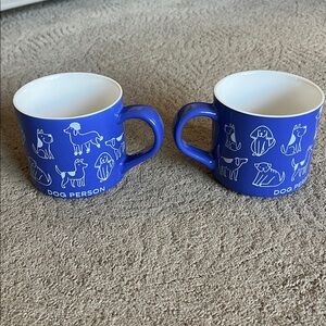 Two Park Lane Dog Person Blue and White Coffee Mug. 16 oz